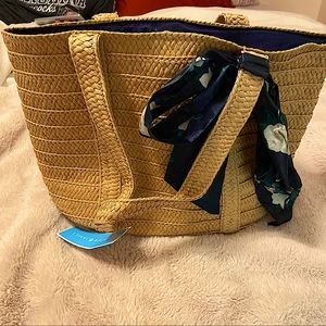 Draper James Everyday Straw Bag with floral scarf